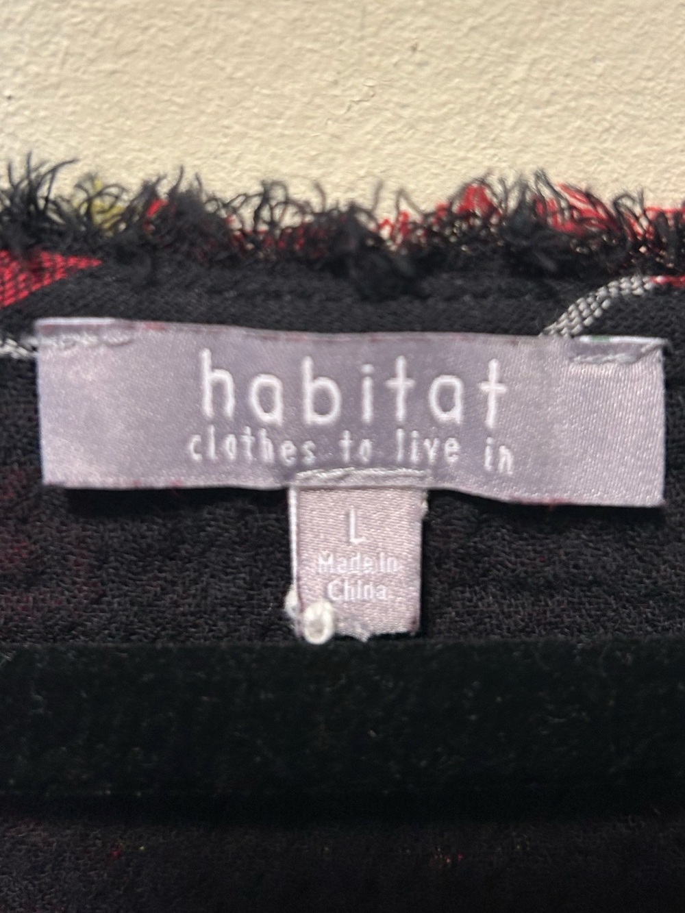 Habitat Plaid Pocket Pullover Top Red Black Crinkle Gauze Lagenlook Size L 75810 - Picture 2 of 6